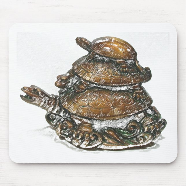 Feng Shui Triple Turtle - Gold Mouse Pad (Front)