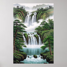 Feng Shui Waterfall Painting – Wealth Flow
