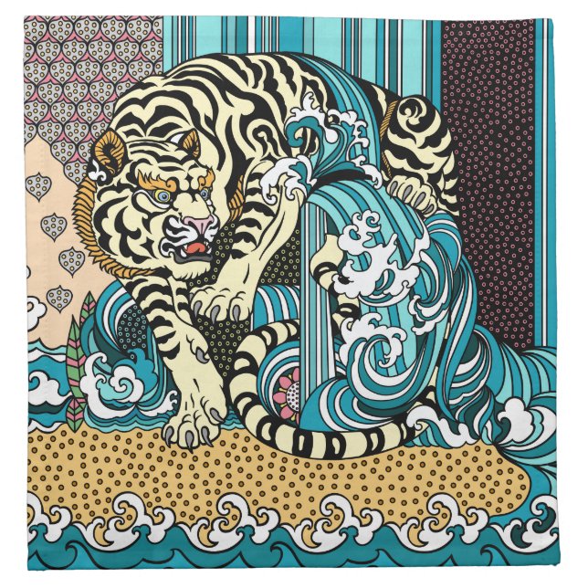 Feng Shui White Tiger Cloth Napkin (Front)