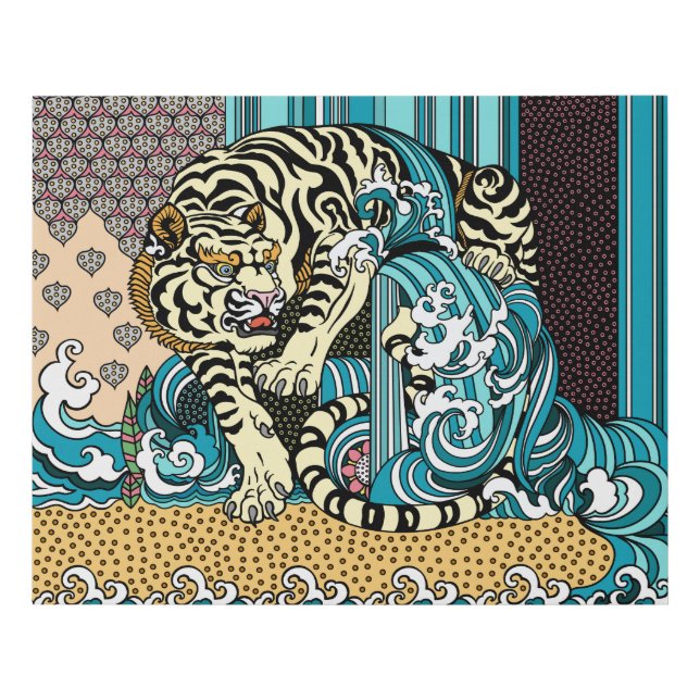 Feng Shui White Tiger Faux Canvas Print (Front)