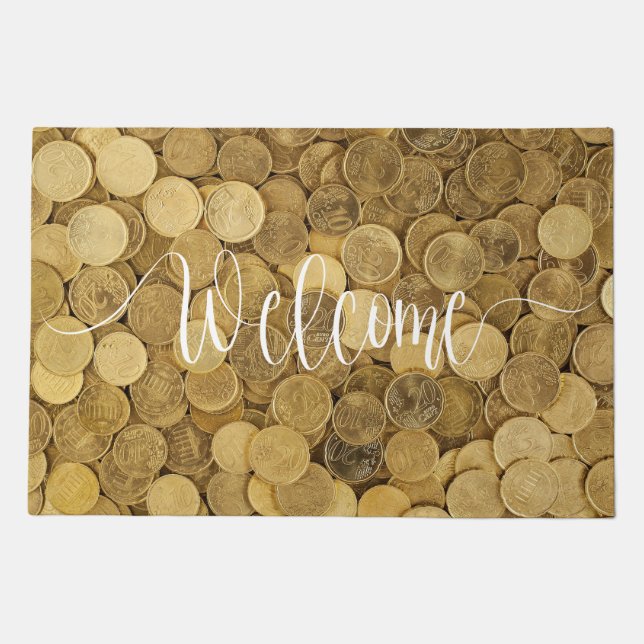 Fengshui Gold Coins Welcome  Doormat (Front)