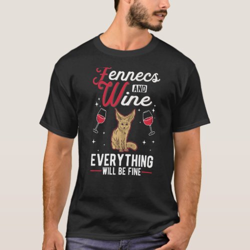 Fennec And Wine Desert Fox   T_Shirt