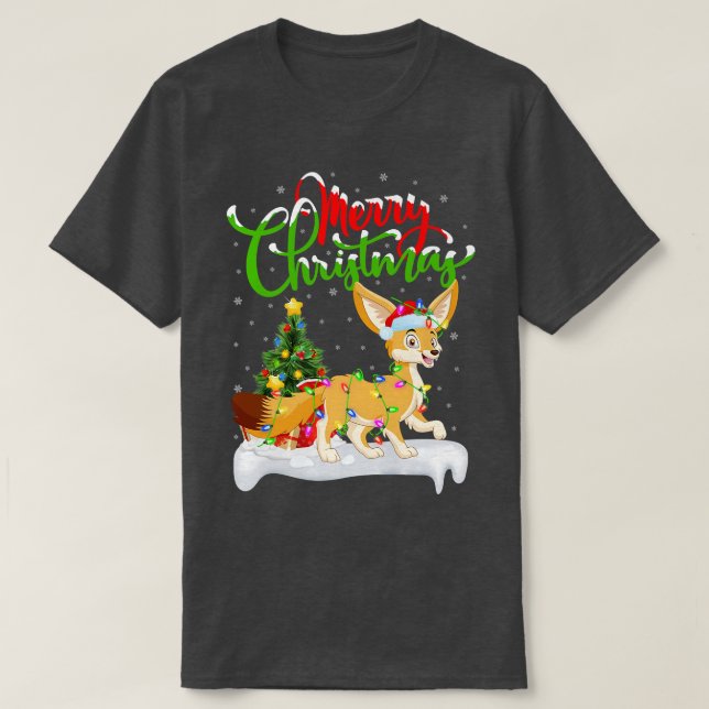 Fennec Fo Animal Lover Xmas Lighting Fennec Fo Chr T-Shirt (Design Front)
