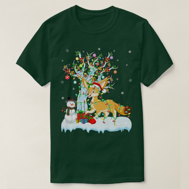 Fennec Fo Xmas Tree Lighting Santa Hat Fennec Fo C T-Shirt (Design Front)
