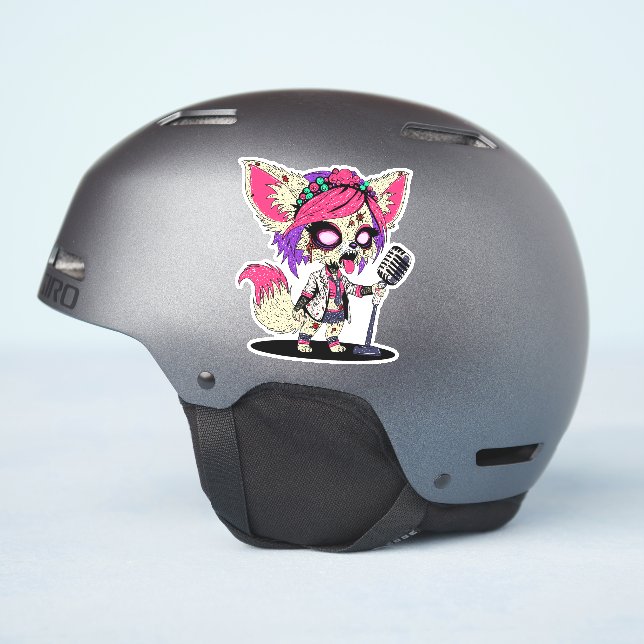 Fennec Fox 80s Pop Star Zombie Sticker (Helmet Side)