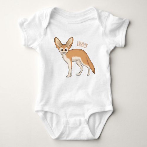 Fennec fox cartoon illustration  baby bodysuit