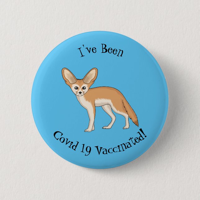 Fennec fox cartoon illustration button (Front)