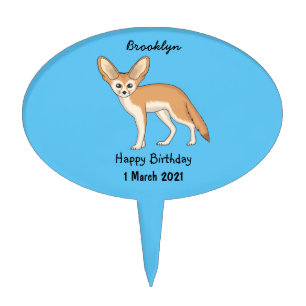 Fennec fox cartoon illustration  cake topper