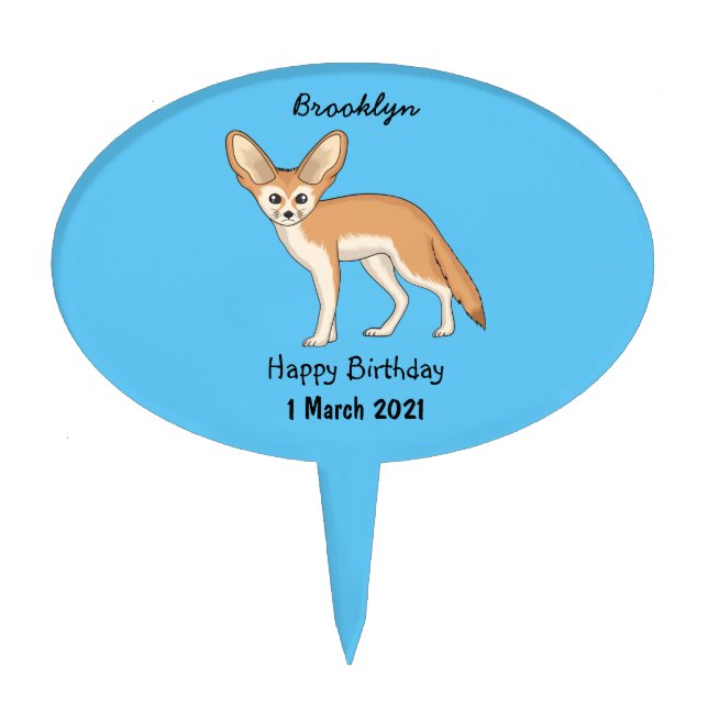 Fennec fox cartoon illustration  cake topper (Front)