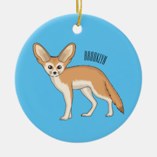 Fennec fox cartoon illustration ceramic ornament