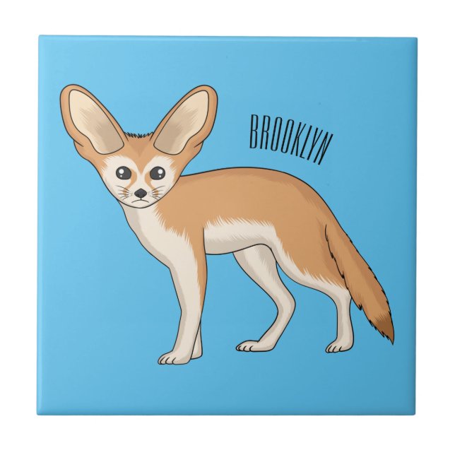 Fennec fox cartoon illustration ceramic tile (Front)