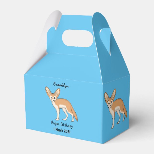 Fennec fox cartoon illustration  favor boxes (Front Side)