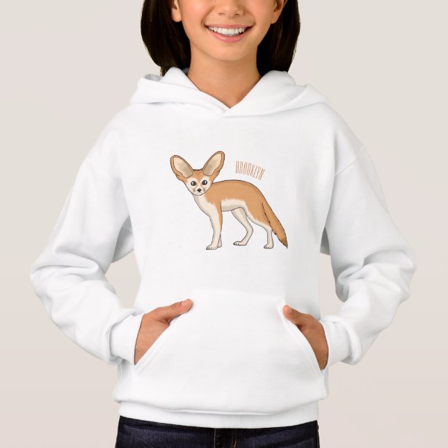 Fennec fox cartoon illustration  hoodie (Front)