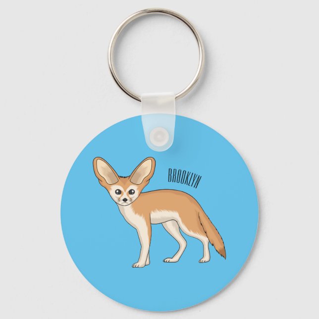 Fennec fox cartoon illustration keychain (Front)