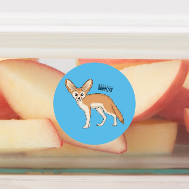 Fennec fox cartoon illustration  labels (Affixed)