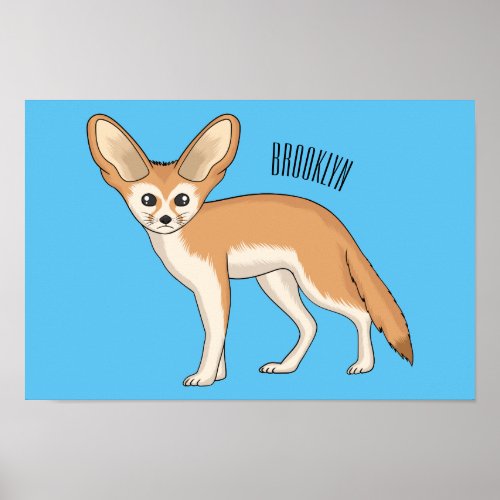 Fennec fox cartoon illustration poster