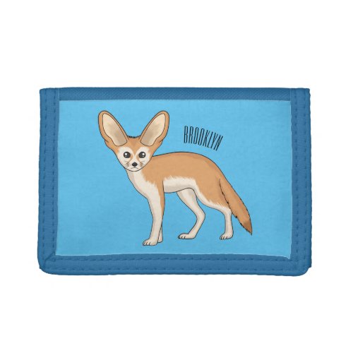 Fennec fox cartoon illustration trifold wallet