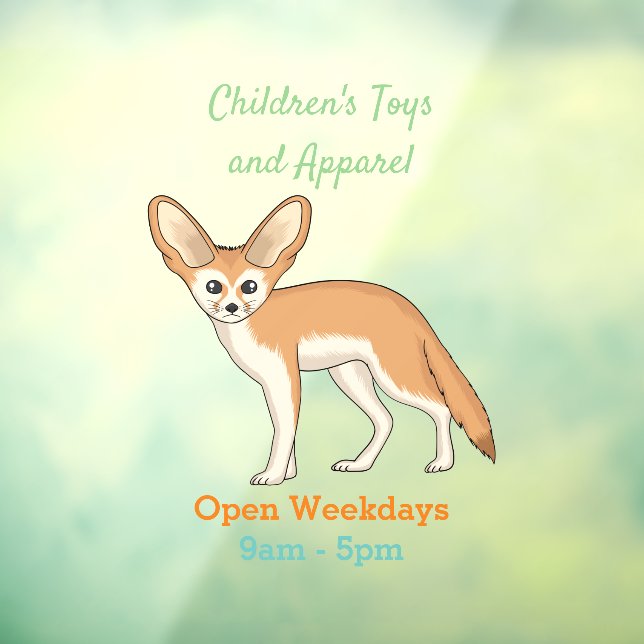 Fennec fox cartoon illustration window cling (Sheet 3)