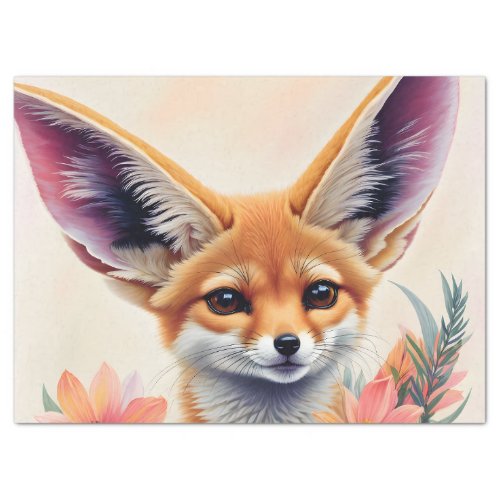 Fennec Fox Floral Art Tissue Paper