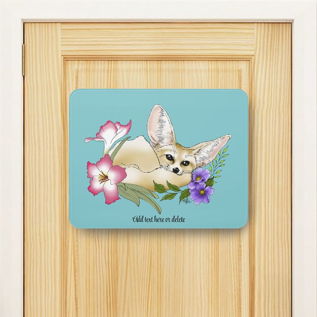 Fennec Fox Flowers Cute Door Sign (Creator Uploaded)