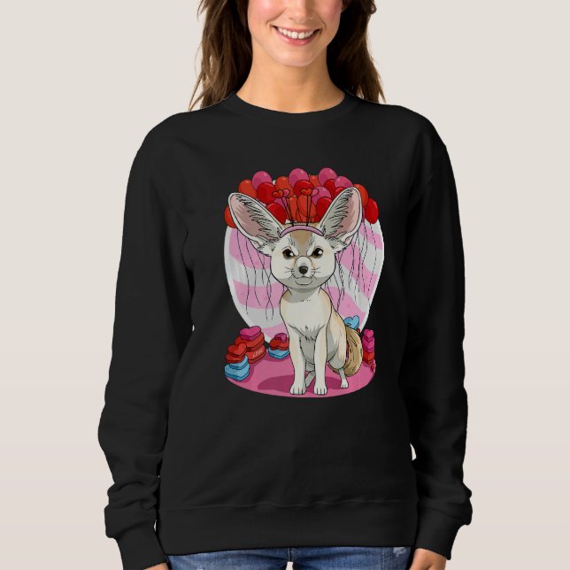 Fennec Fox Heart Valentine Day Cute Decorations Sweatshirt (Front)