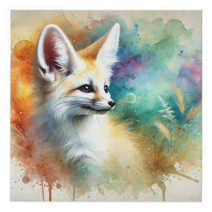 Fennec Fox in Watercolor 240624AREF134 - Watercolo Faux Canvas Print