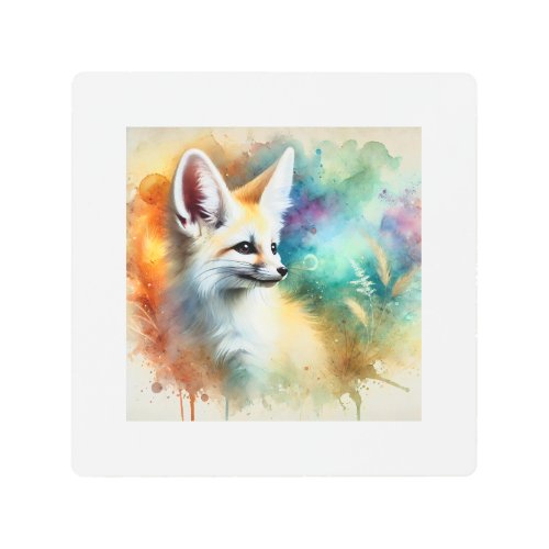 Fennec Fox in Watercolor 240624AREF134 _ Watercolo Metal Print