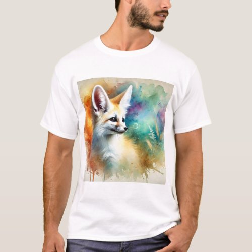 Fennec Fox in Watercolor 240624AREF134 _ Watercolo T_Shirt