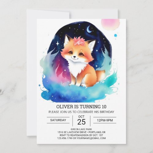 Fennec Fox Kids Birthday Bash Invitation