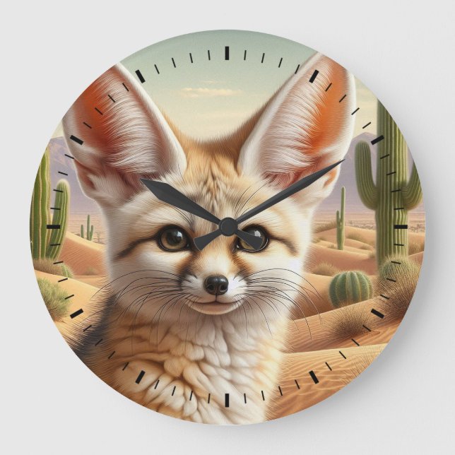 Fennec Fox Large Clock (Front)