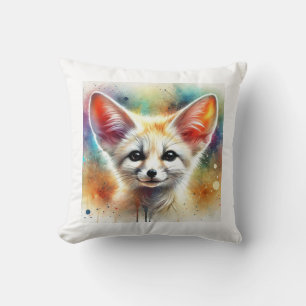 Fennec Fox Serenity 220824AREF126 - Watercolor Throw Pillow