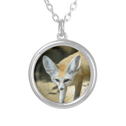 Fennec fox silver plated necklace