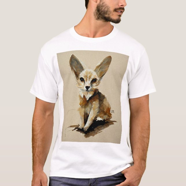 Fennec Fox Watercolor Painting T-Shirt (Front)
