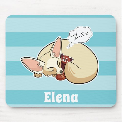 Fennec Fox With Red Panda _ Personalized Animal Mouse Pad