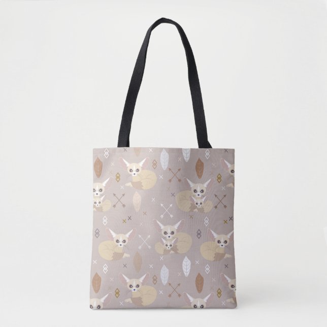Fennec Foxes Arrows and Feathers Tote Bag (Front)