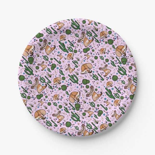 Fennec Foxes in Pink Paper Plates (Front)