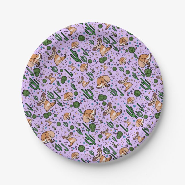 Fennec Foxes in Purple Paper Plates (Front)