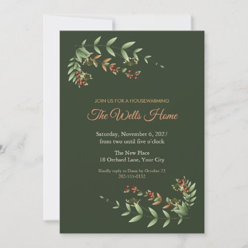 Fennel Fern Garland Housewarming Invitation