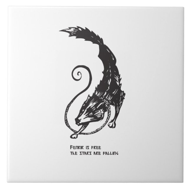 Fenrir Fenris is free dog viking norse mythology Ceramic Tile (Front)