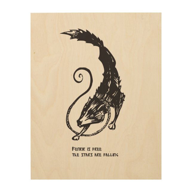 Fenrir Fenris is free dog viking norse mythology Wood Wall Art (Front)