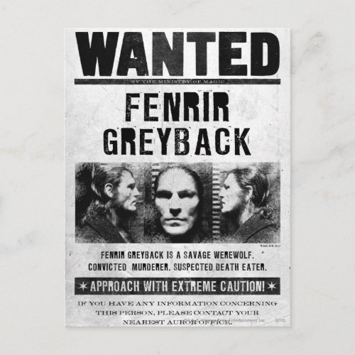 Fenrir Greyback Wanted Poster Postcard