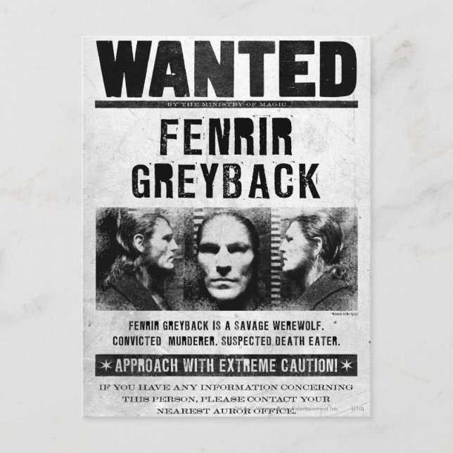 Fenrir Greyback Wanted Poster Postcard (Front)