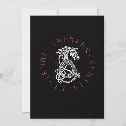Fenrir Wolf Of Odin Celtic Norse Runes Distressed Holiday Card