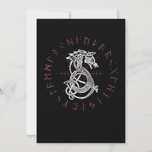 Fenrir Wolf Of Odin Celtic Norse Runes Distressed Holiday Card