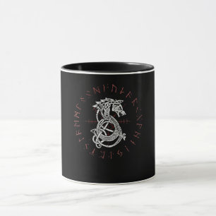 Fenrir Wolf Of Odin Celtic Norse Runes Distressed Mug
