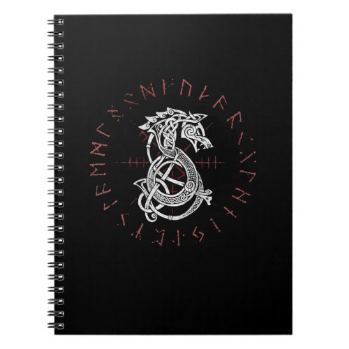 Fenrir Wolf Of Odin Celtic Norse Runes Distressed Notebook