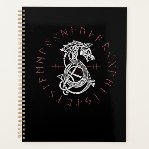 Fenrir Wolf Of Odin Celtic Norse Runes Distressed Planner