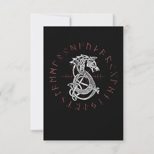 Fenrir Wolf Of Odin Celtic Norse Runes Distressed Thank You Card