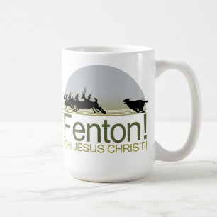 Fenton! the dog chasing deer in Richmond Park Coffee Mug