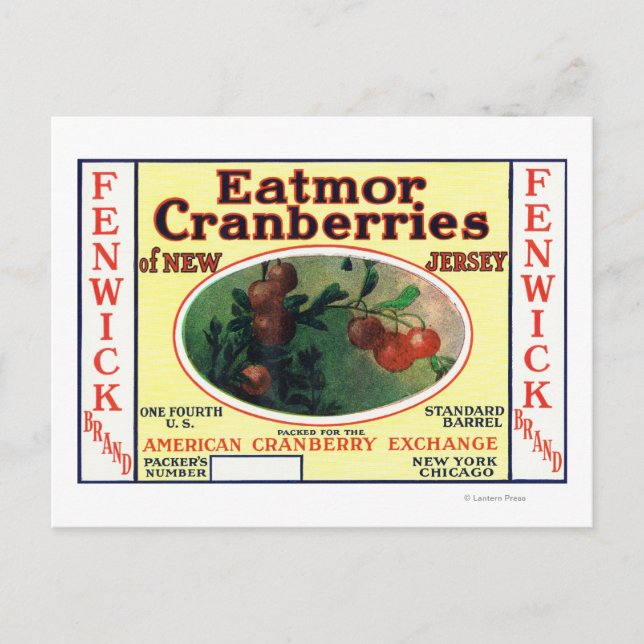 Fenwick Eatmor Cranberries Brand Label Postcard (Front)